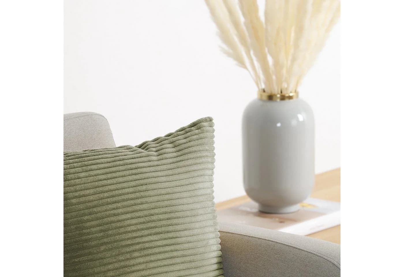 Blumtal Kissenhülle 2er Set Cord 40x40 cm Grün Versteckter Reißverschluss - Bild 3
