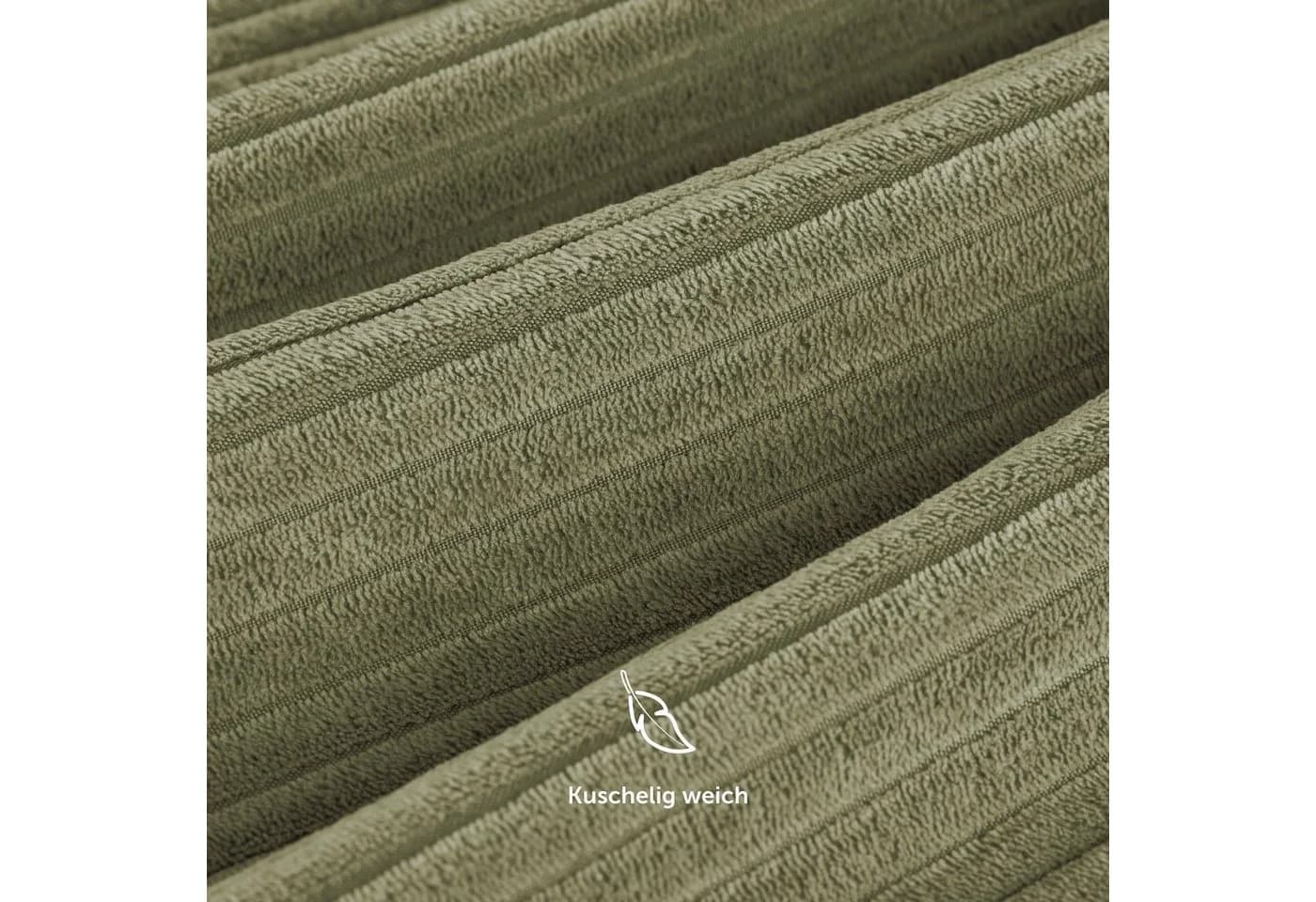 Blumtal Kissenhülle 2er Set Cord 40x40 cm Grün Versteckter Reißverschluss - Bild 4