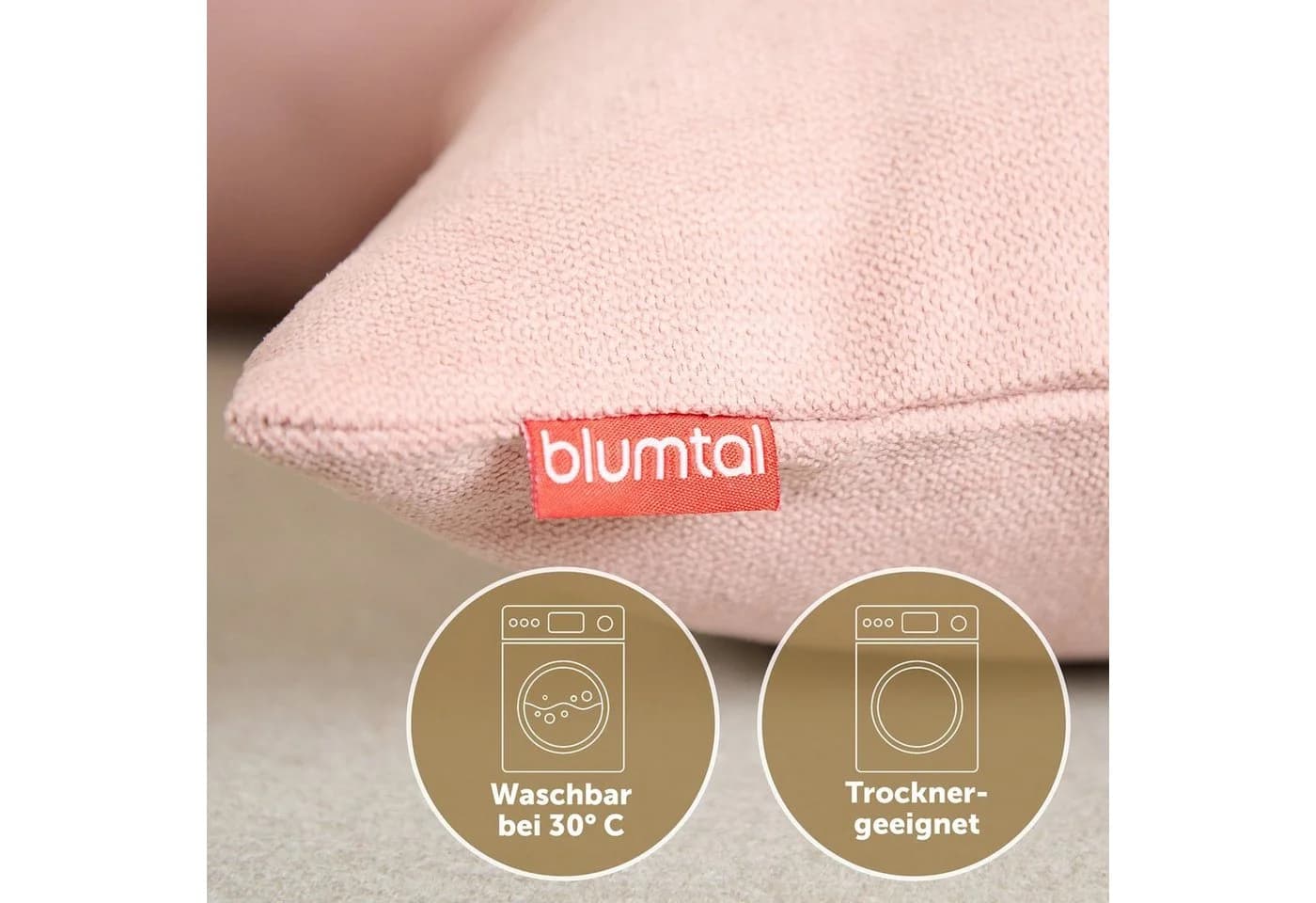 Blumtal Kissenbezug Chenille 2er Set Rosa Versteckter Reißverschluss - Bild 4