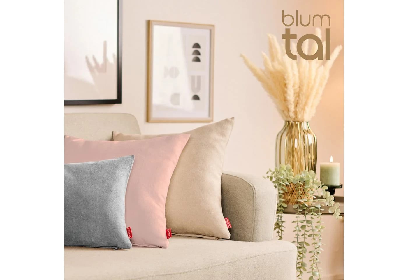 Blumtal Kissenbezug Chenille 2er Set Rosa Versteckter Reißverschluss - Bild 5