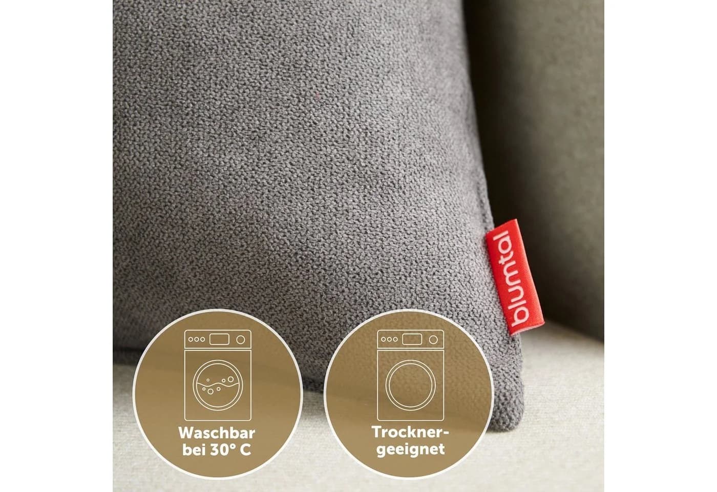 Blumtal Kissenbezug Chenille 2er Set Grau Versteckter Reißverschluss - Bild 4