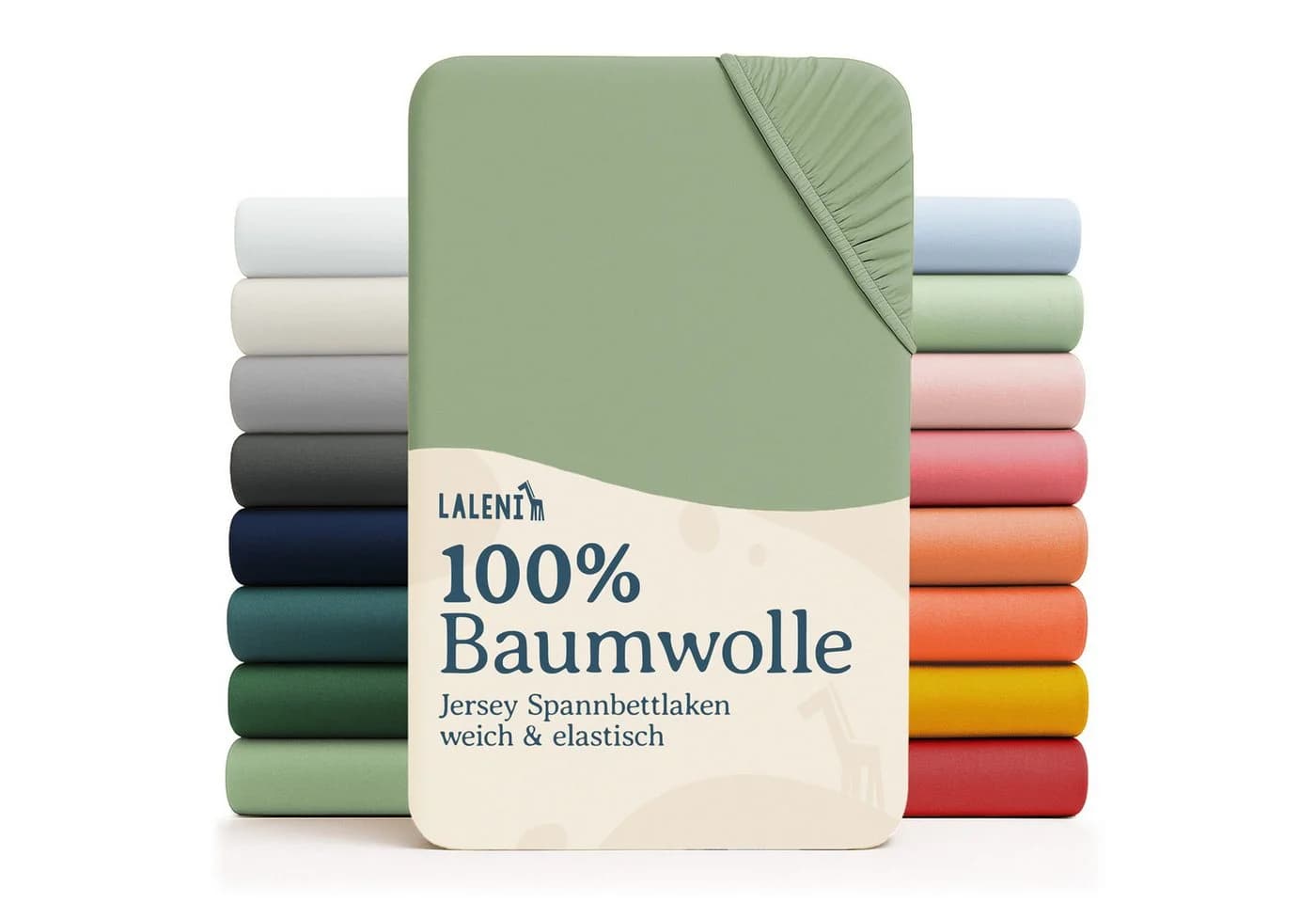 Laleni Spannbettlaken Baumwolle Rundumgummizug Sommergrün - Bild 2