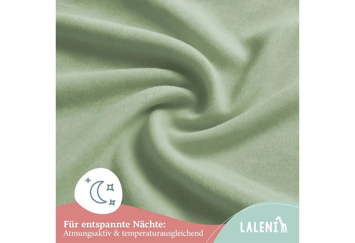 Laleni Spannbettlaken Baumwolle Rundumgummizug Sommergrün - Bild 5