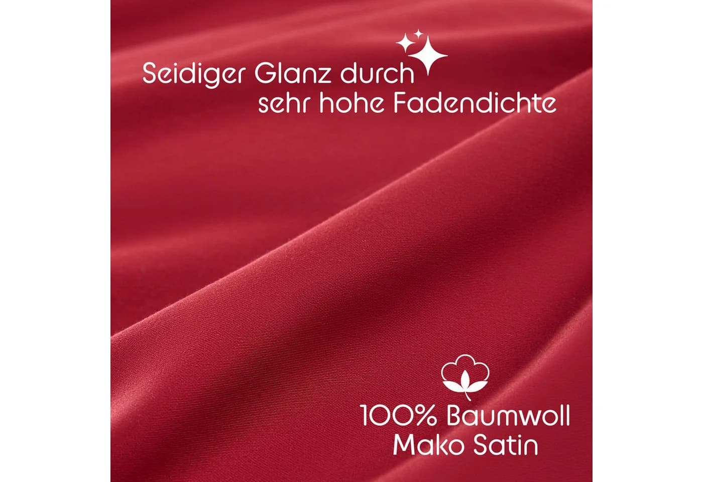 Blumtal Mako-Satin Bettwäsche 100% Baumwolle Rot OEKO-TEX - Bild 4