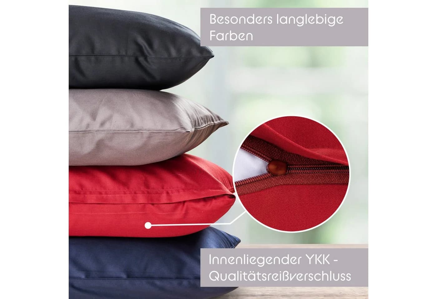 Blumtal Mako-Satin Bettwäsche 100% Baumwolle Rot OEKO-TEX - Bild 5