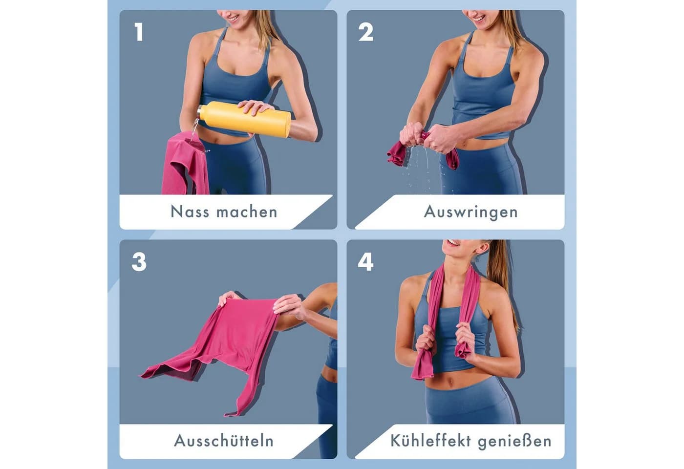 Blumtal Sporthandtuch mit Kühlfunktion aus Mikrofaser, 100x30 cm - Bild 3