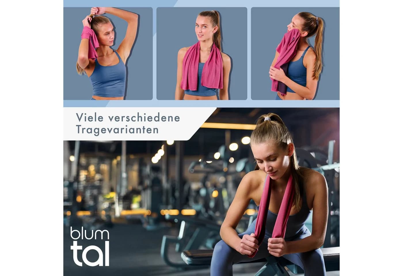 Blumtal Sporthandtuch mit Kühlfunktion aus Mikrofaser, 100x30 cm - Bild 5