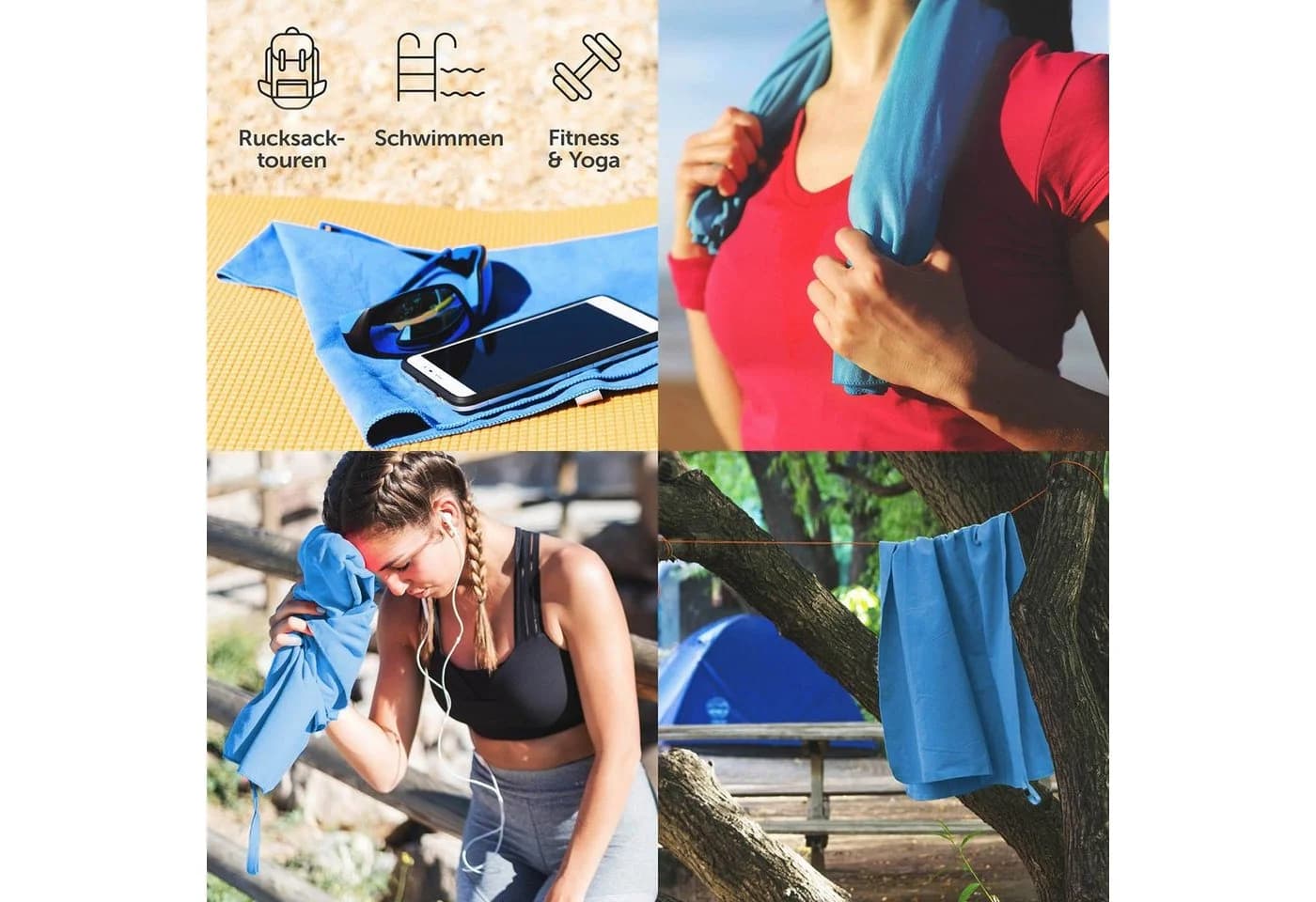 Blumtal Fitness Handtuch 2er Set Mikrofaser Grau - Bild 3