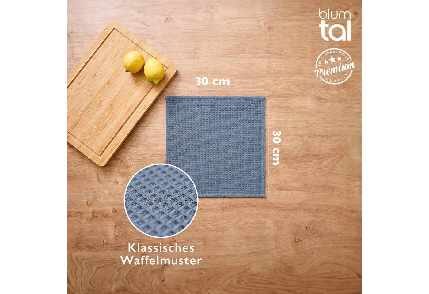 Blumtal Geschirrtuch Set 6-tlg. 100% Baumwolle Blau Saugfähig - Bild 3
