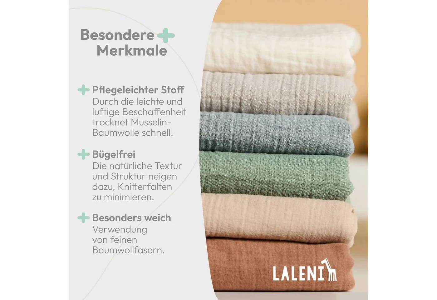 Laleni Kinderbettwäsche Musselin 100% Baumwolle OEKO-TEX Taupe - Bild 5