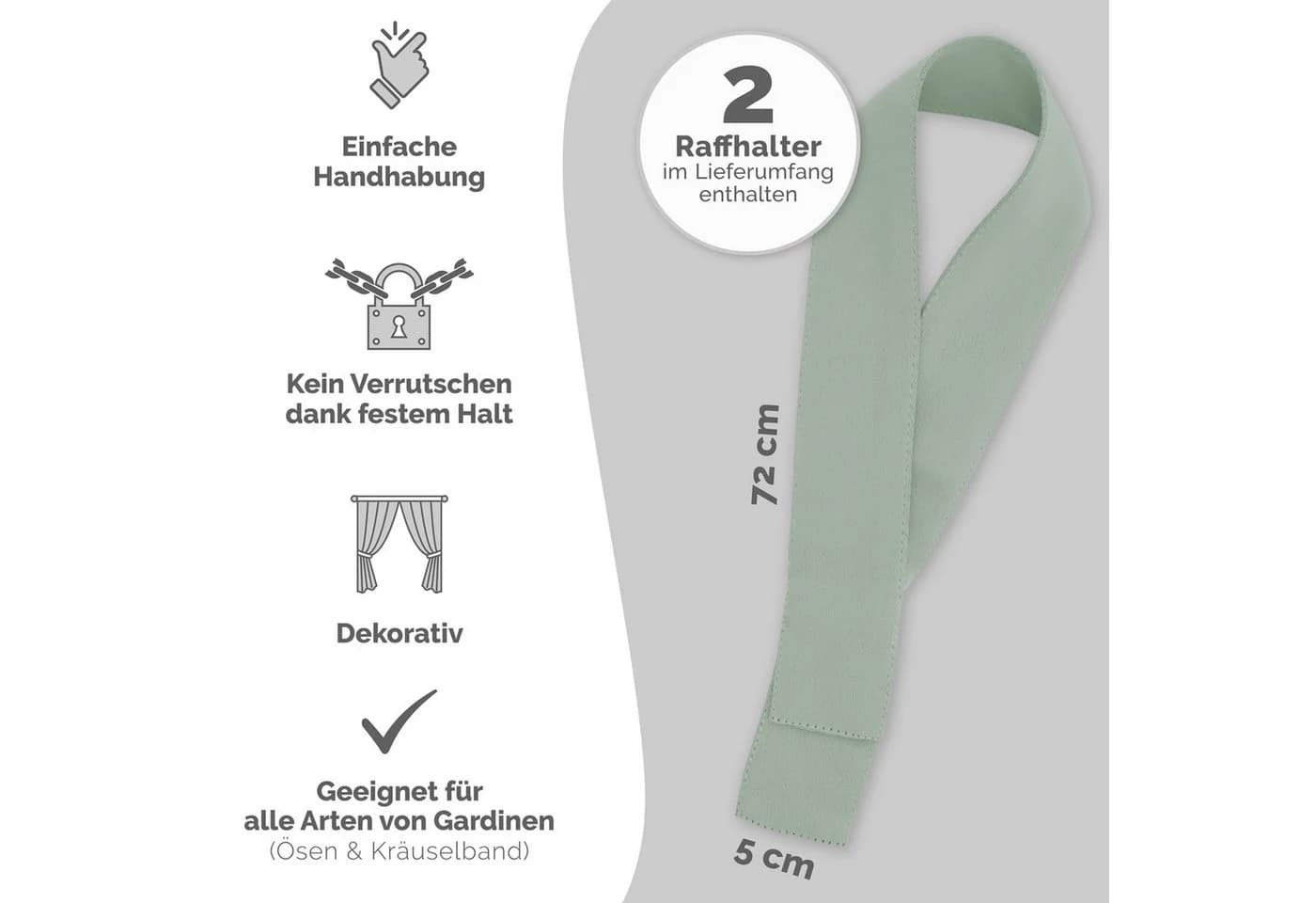Blumtal Raffhalter 2er-Set Grün für Vorhänge