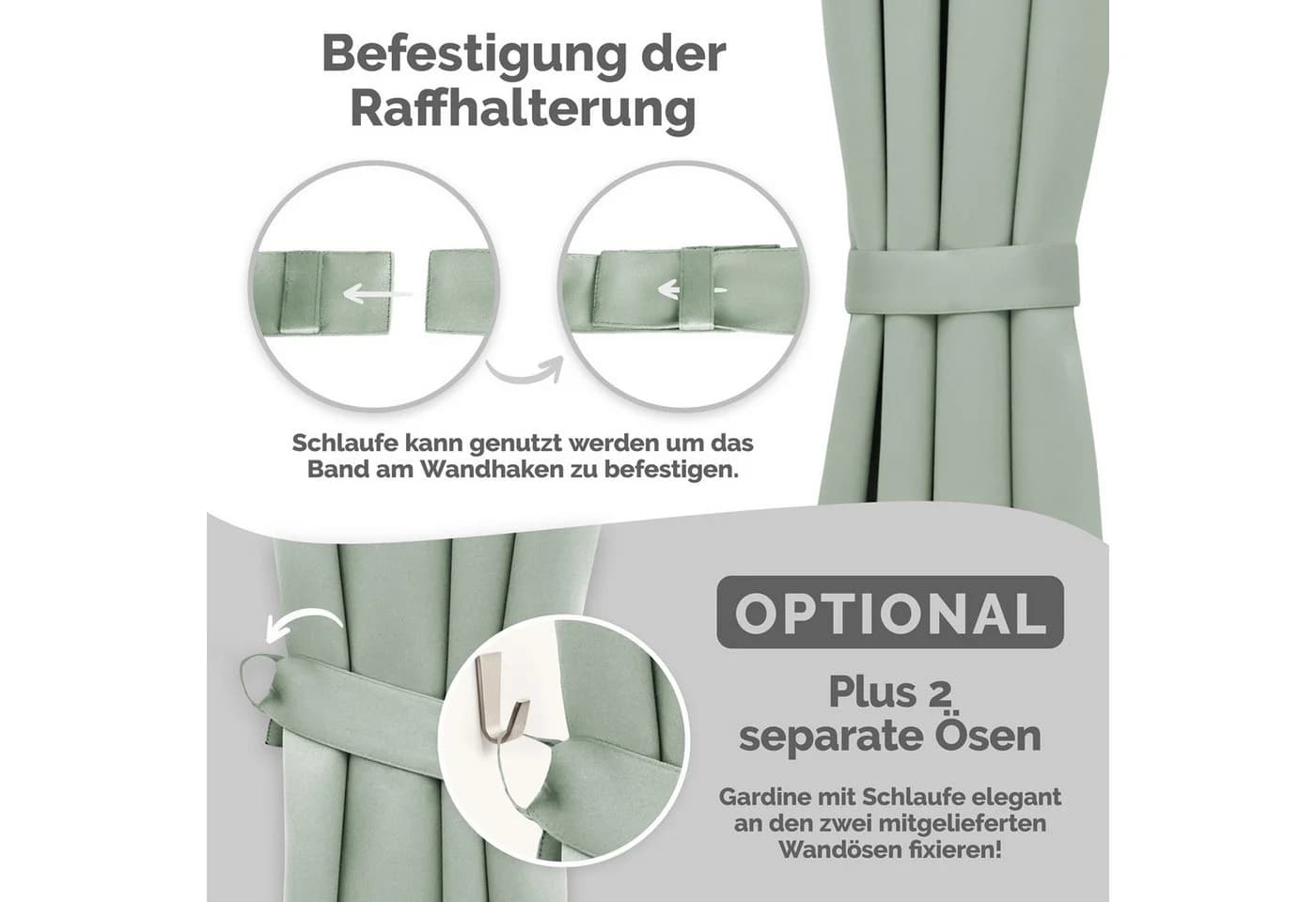 Blumtal Raffhalter 2er-Set Grün für Vorhänge - Bild 3