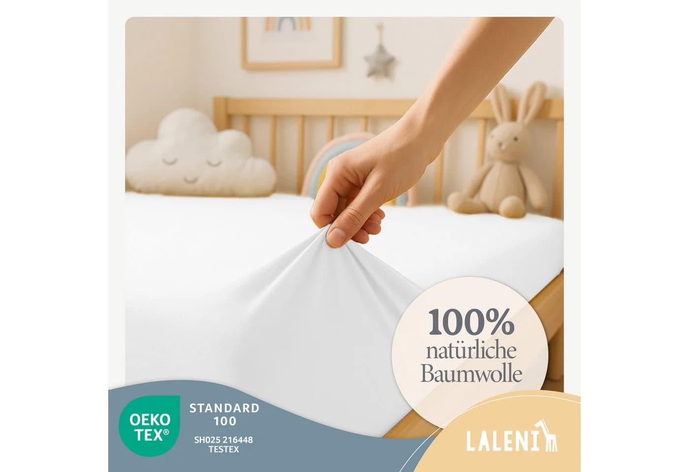 Laleni Spannbettlaken Jersey Weiß 100% Baumwolle - Bild 3