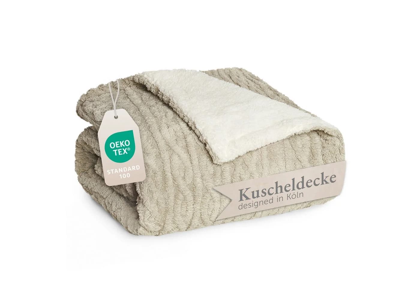 Wohndecke Oeko-Tex zertifizierte waschbare Wohn- & Kuscheldecke, Blumtal, mit weicher Sherpa-Innenseite - Bild 2