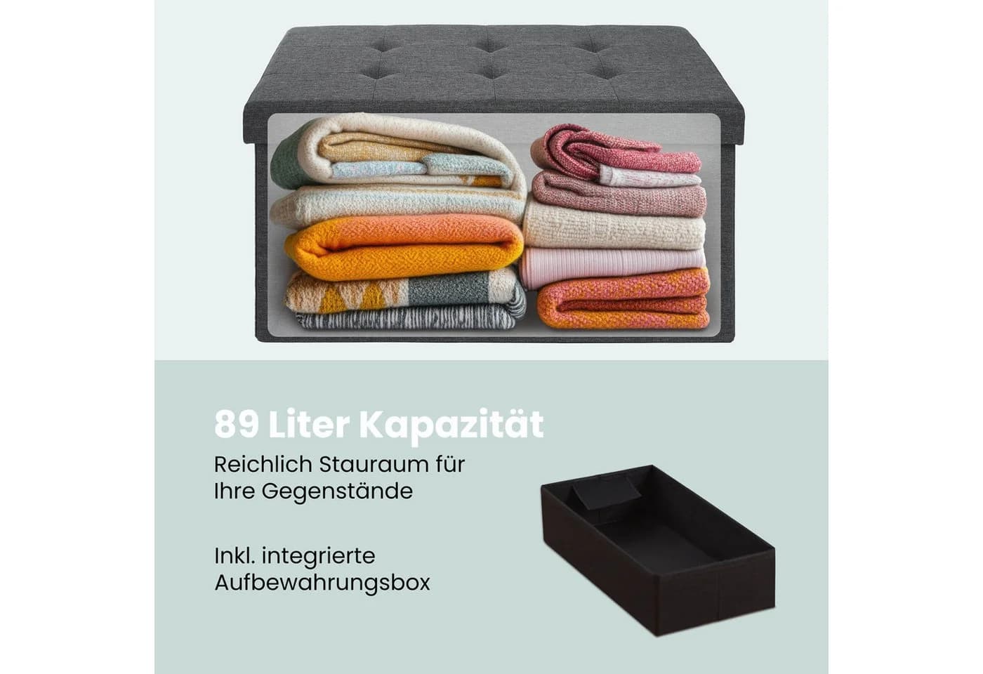 Blumtal Sitztruhe mit Stauraum Anthrazit faltbar - Bild 3
