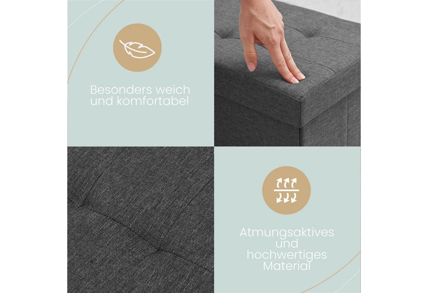 Blumtal Sitztruhe mit Stauraum Anthrazit faltbar - Bild 4