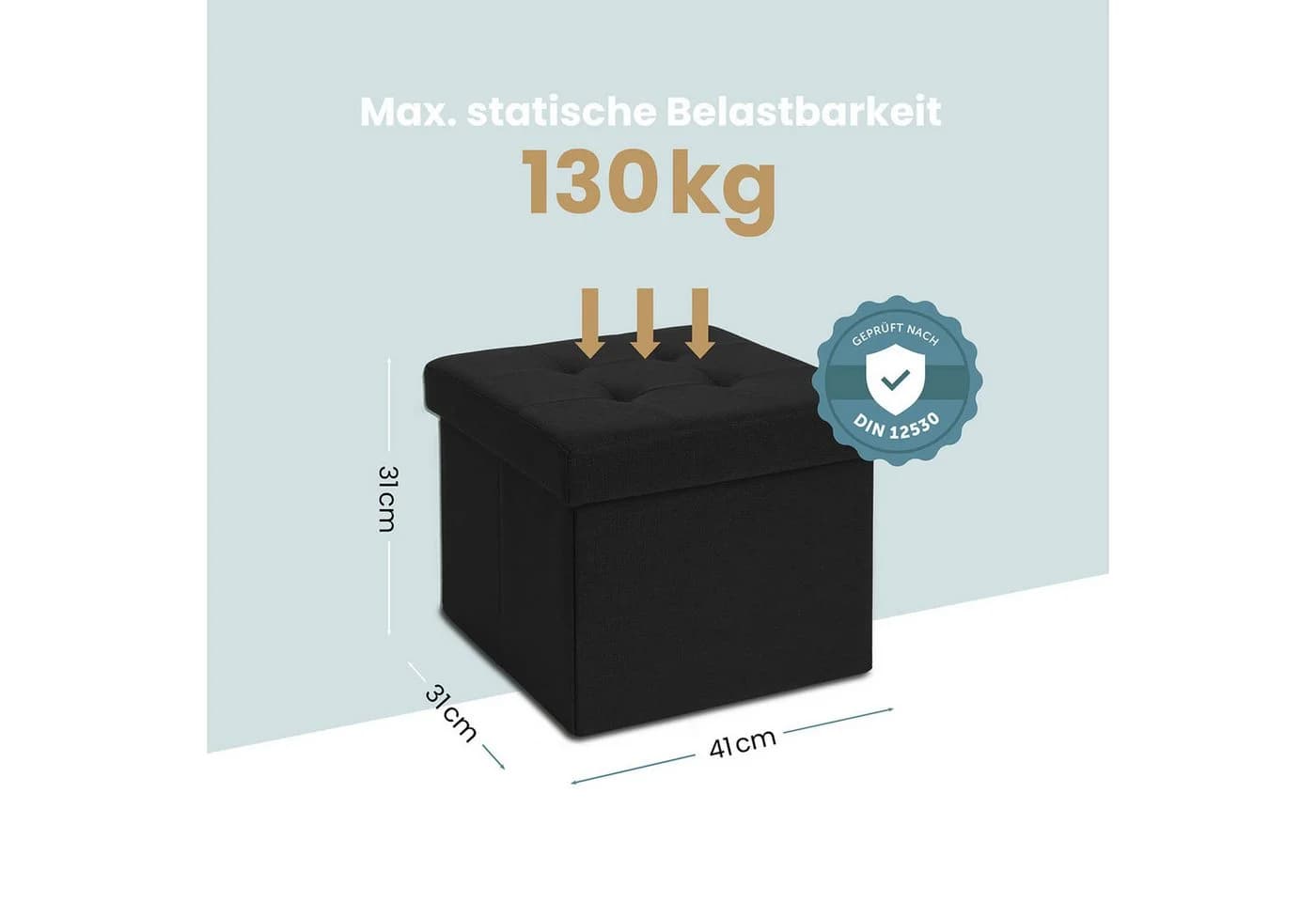 Blumtal Sitztruhe Schwarz mit Stauraum und Faltboxen