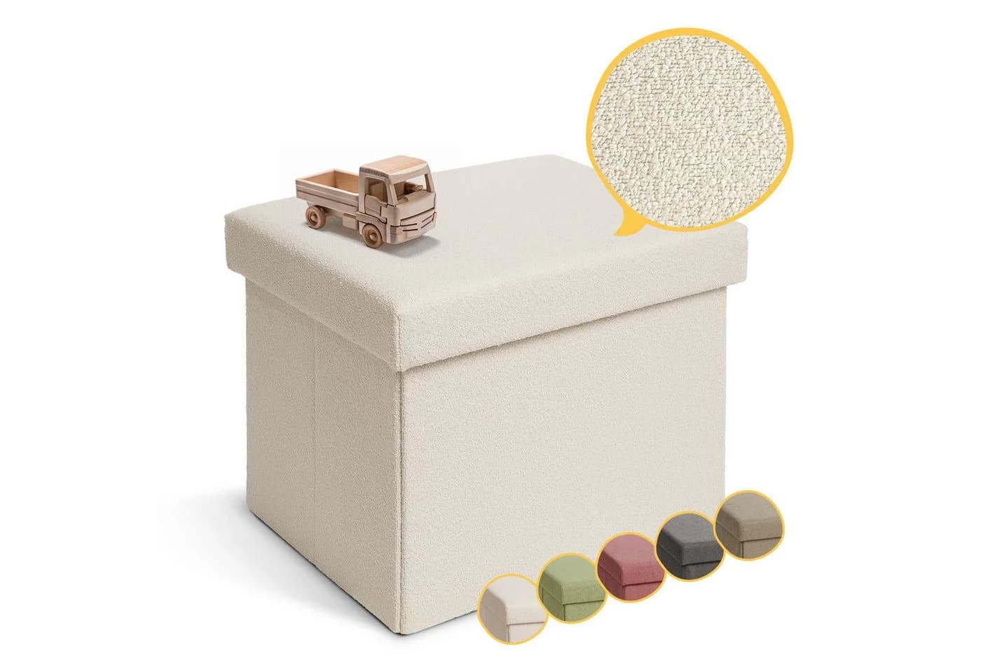 Laleni Sitztruhe Beige Boucle-Stoff mit Stauraum - Bild 2