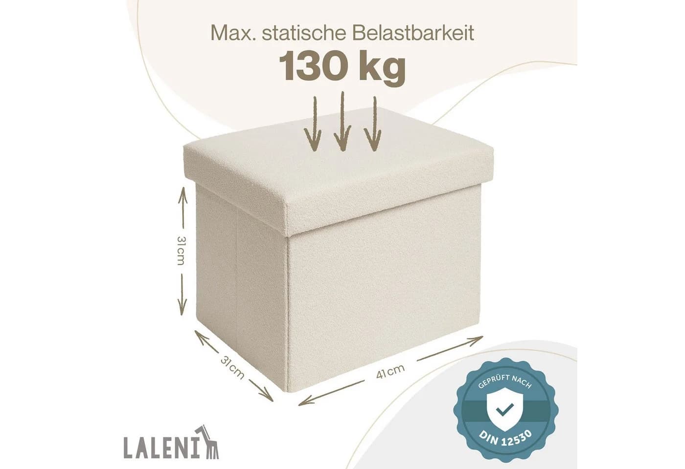 Laleni Sitztruhe Beige Boucle-Stoff mit Stauraum - Bild 3