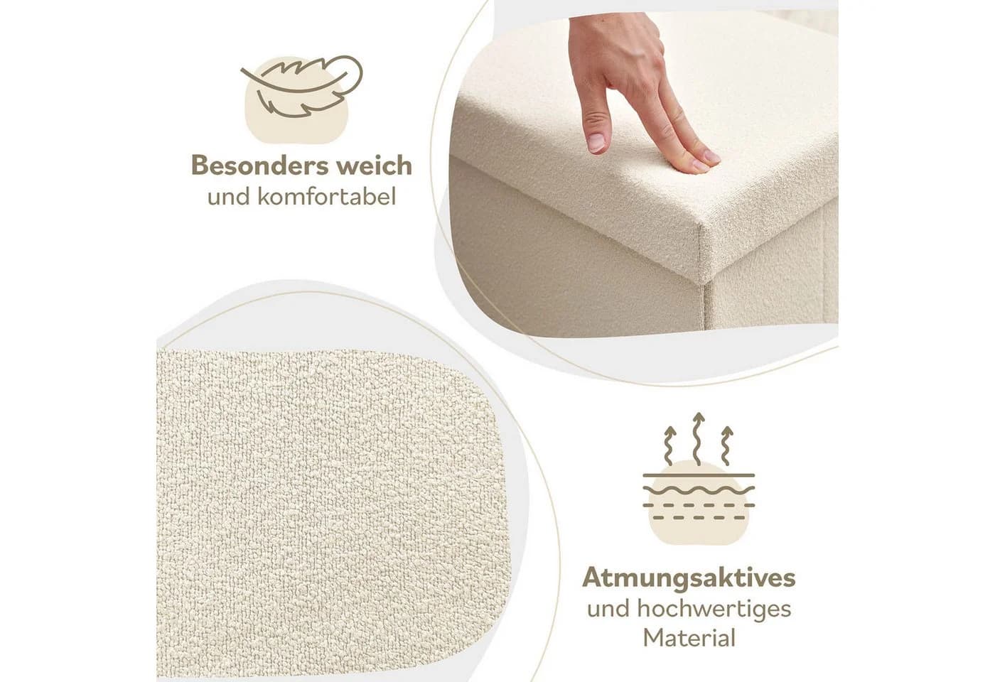 Laleni Sitztruhe Beige Boucle-Stoff mit Stauraum - Bild 4