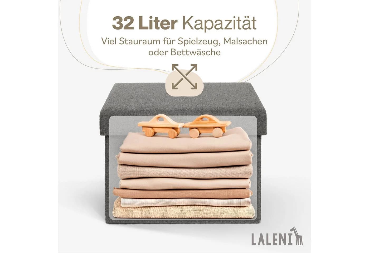Laleni Sitztruhe Sitzbank mit Stauraum Boucle-Stoff Orange - Bild 5