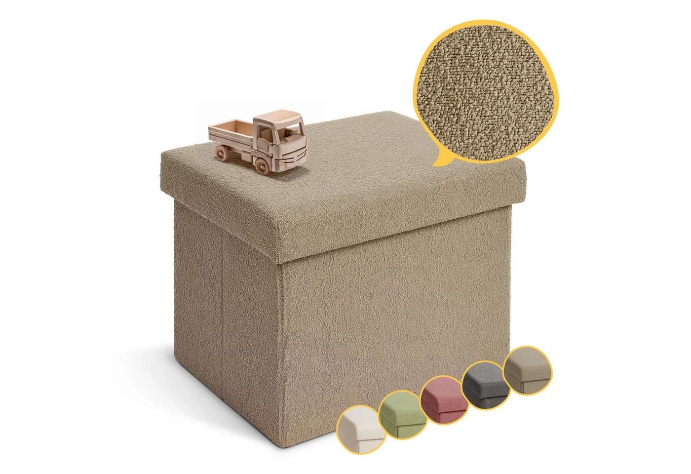 Laleni Sitztruhe Sitzbank mit Stauraum Boucle Taupe - Bild 2