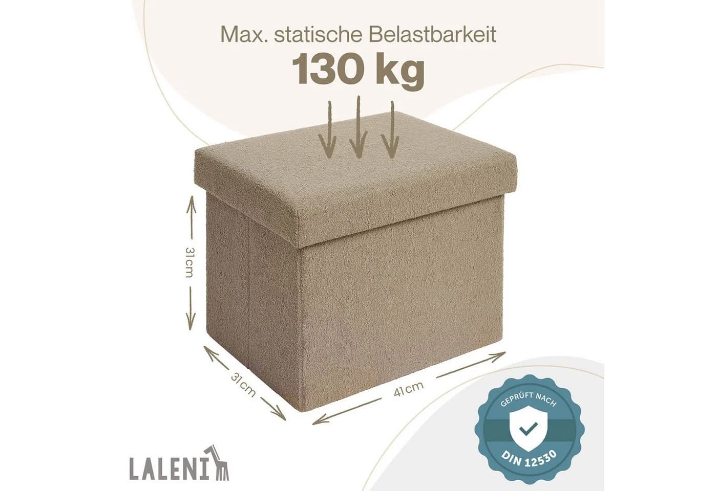 Laleni Sitztruhe Sitzbank mit Stauraum Boucle Taupe - Bild 3