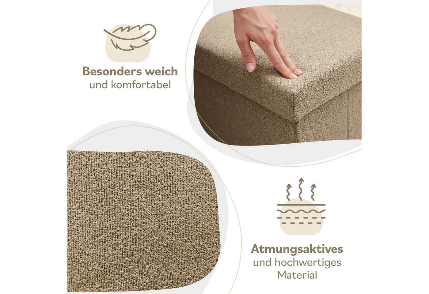 Laleni Sitztruhe Sitzbank mit Stauraum Boucle Taupe - Bild 4