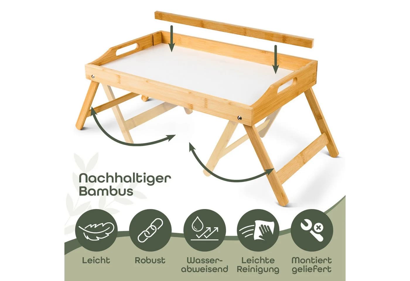 Blumtal Tabletttisch Betttablett Bambus mit Handyhalterung Weiß - Bild 5