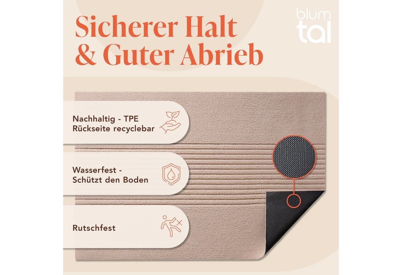 Blumal Fußmatte rutschfest Beige/Grau Schmutzfangmatte - Bild 4