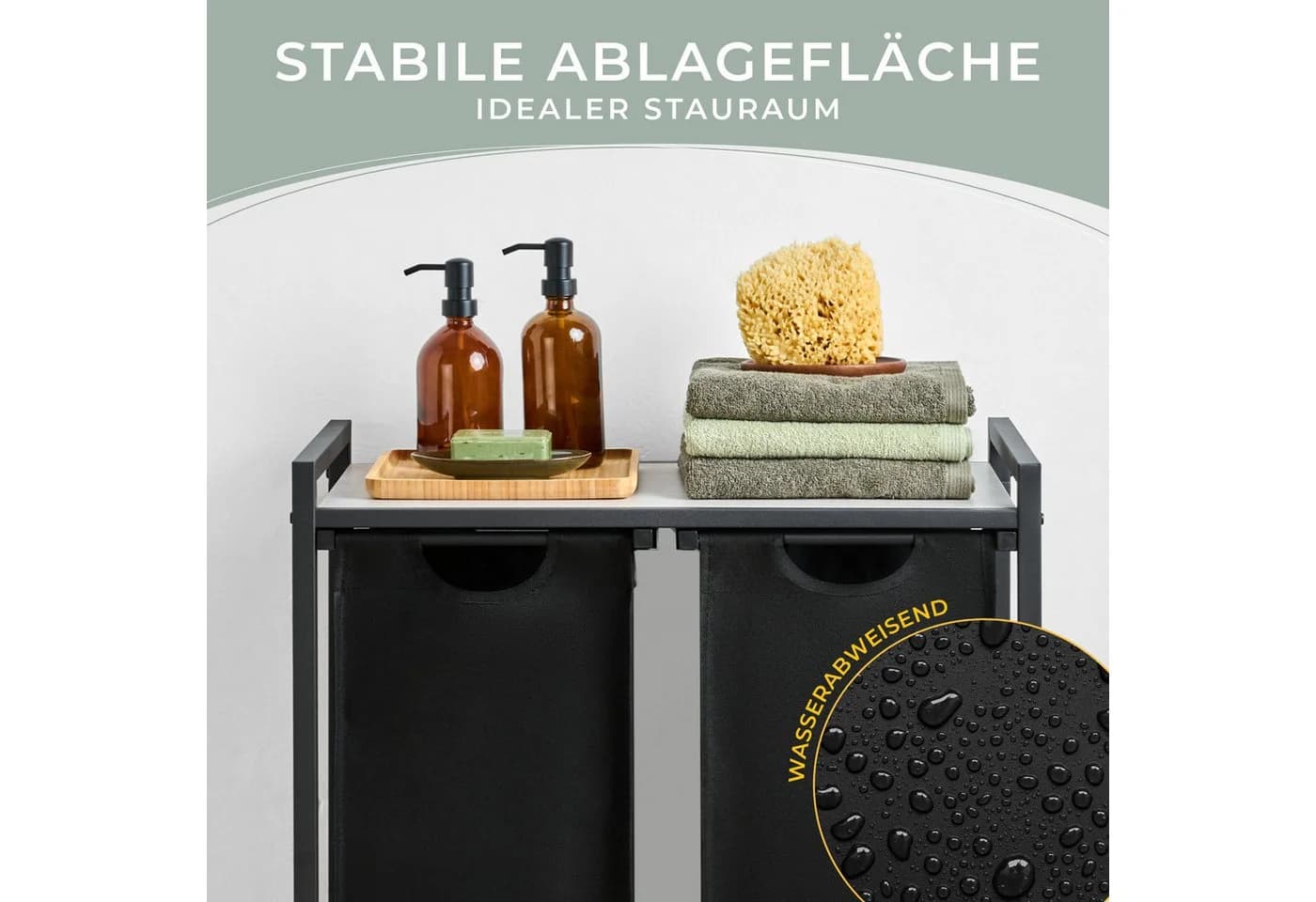 Blumtal Ausziehwäschekorb 2-4 Fächer Wäschesammler mit Ablage Metallrahmen - Bild 3