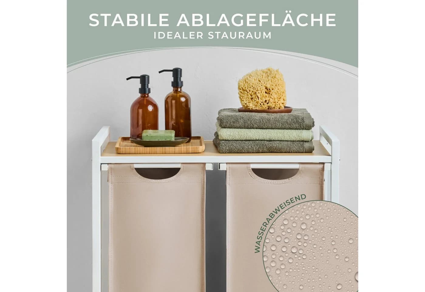 Blumtal Ausziehwäschekorb 2-4 Fächer Wäschesammler mit Ablage Metallrahmen - Bild 3