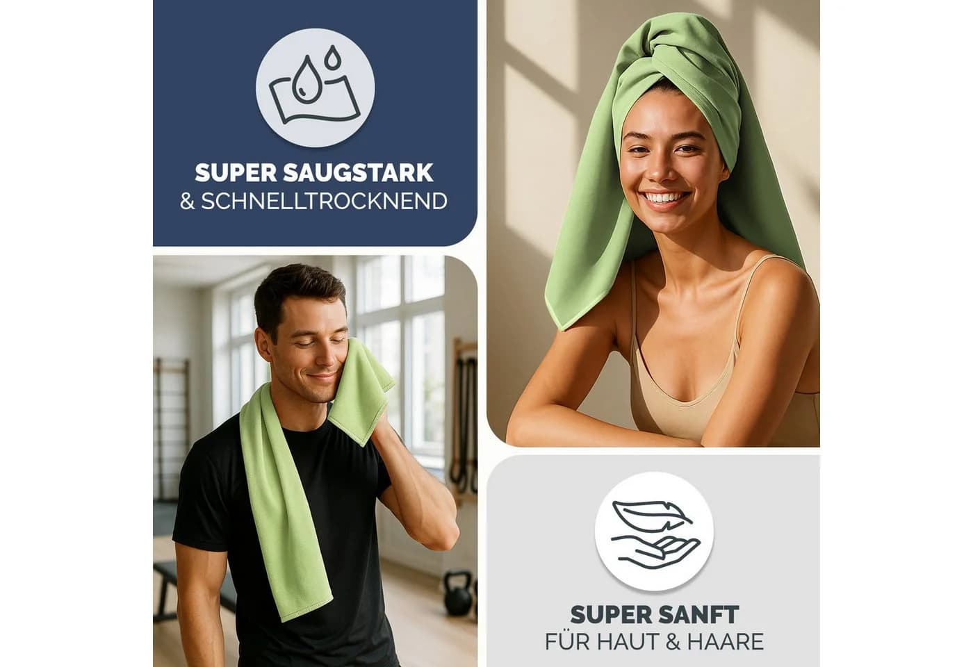Blumtal Sporthandtuch Mikrofaser Grün Kompakt & Schnelltrocknend - Bild 4