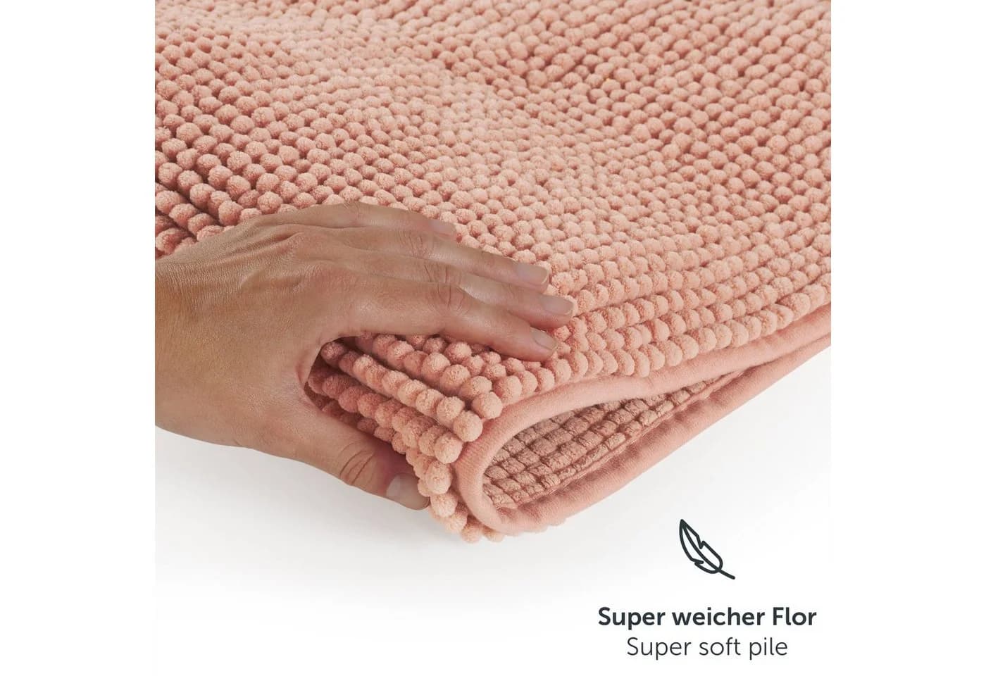 Blumtal Badematte Chenille Rosa 100% Polyester Rutschfest - Bild 5