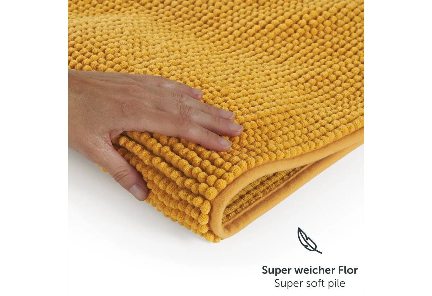 Blumtal Badematte Chenille Polyester rutschfest gelb - Bild 5