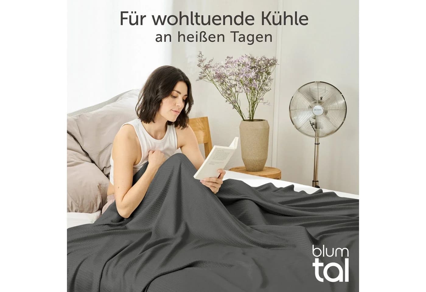 Blumtal Microfaser Sommerdecke Anthrazit Kühlend Bambus - Bild 4
