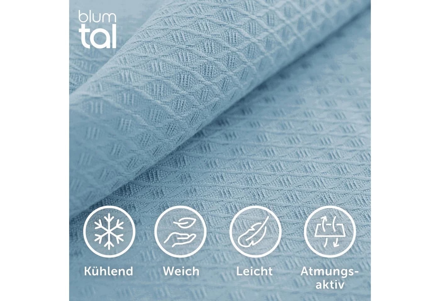 Blumtal Microfaserbettdecke Kühldecke Sommerdecke Bambus Blau - Bild 3