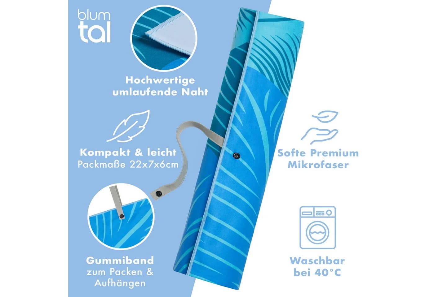 Blumtal Strandhandtuch Mikrofaser 90x180 cm Sandfrei Kompakt - Bild 3
