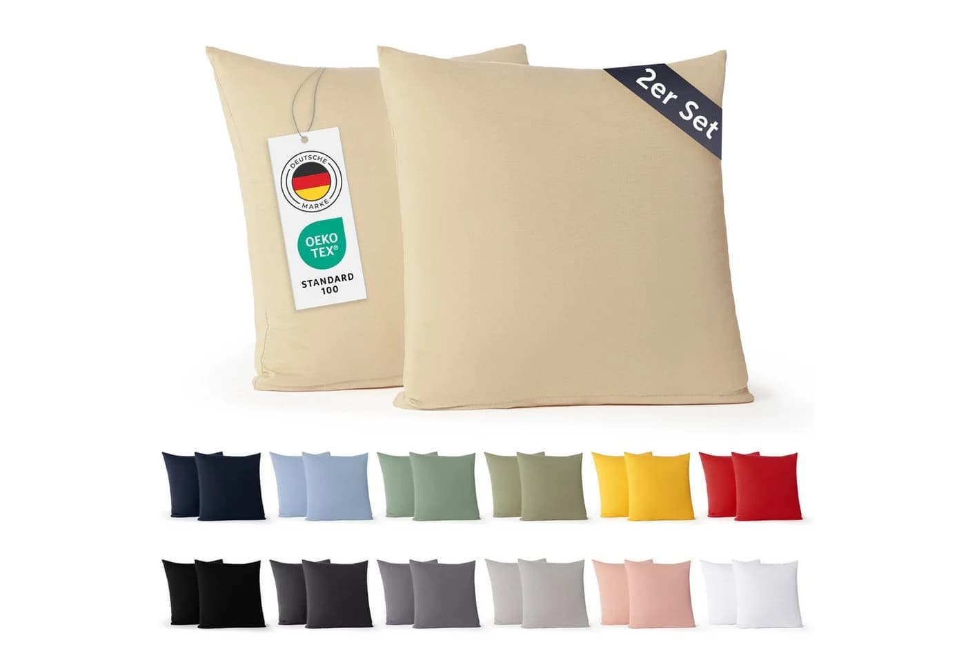 Blumtal Kissenbezug Premium Jersey 2er Set 100% Baumwolle - Bild 2