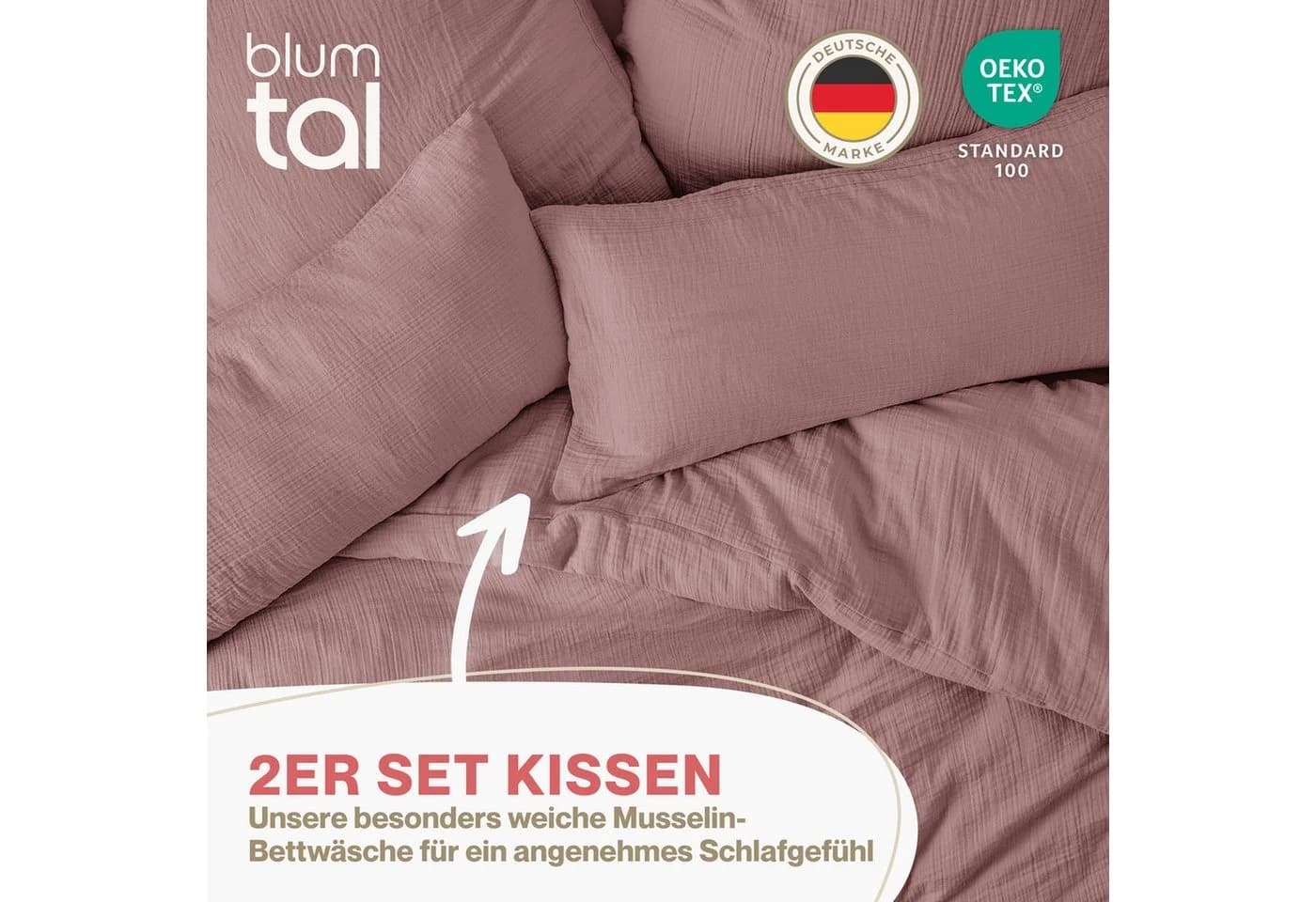Blumtal Musselin Kissenbezug 2 Stück 100% Baumwolle