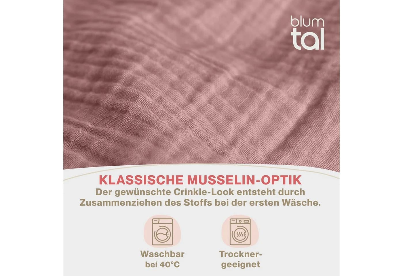 Blumtal Musselin Kissenbezug 2 Stück 100% Baumwolle - Bild 3