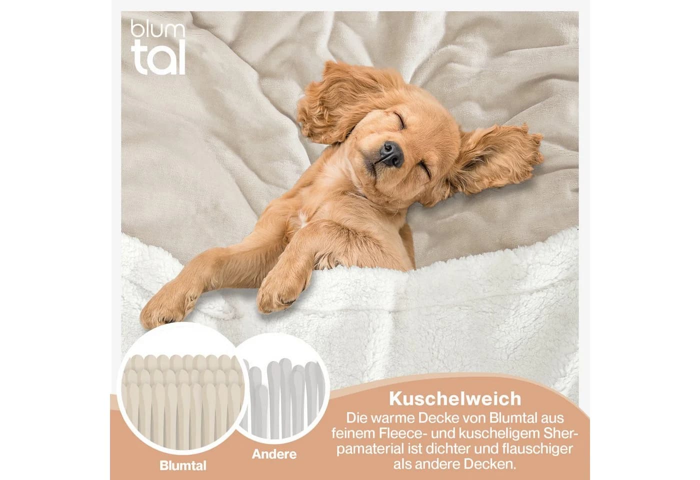 Wohndecke Sherpa-Fleecedecke Blumtal Oeko-TEX Zertifiziert - Bild 3