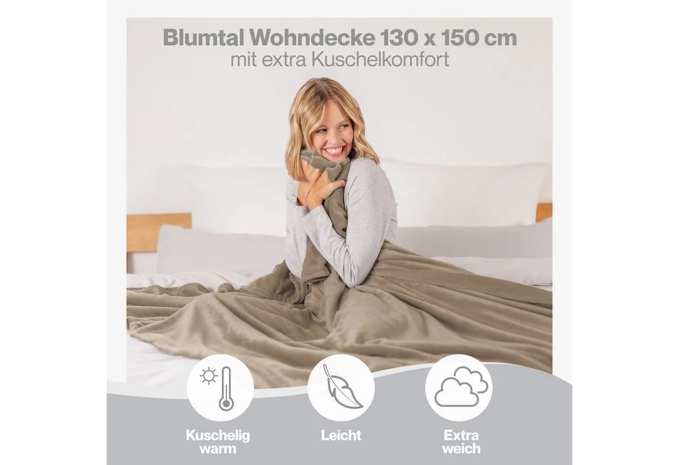 Wohndecke Kuschelige Fleecedecke, Oeko-Tex zertifiziert, Blumtal - Bild 4