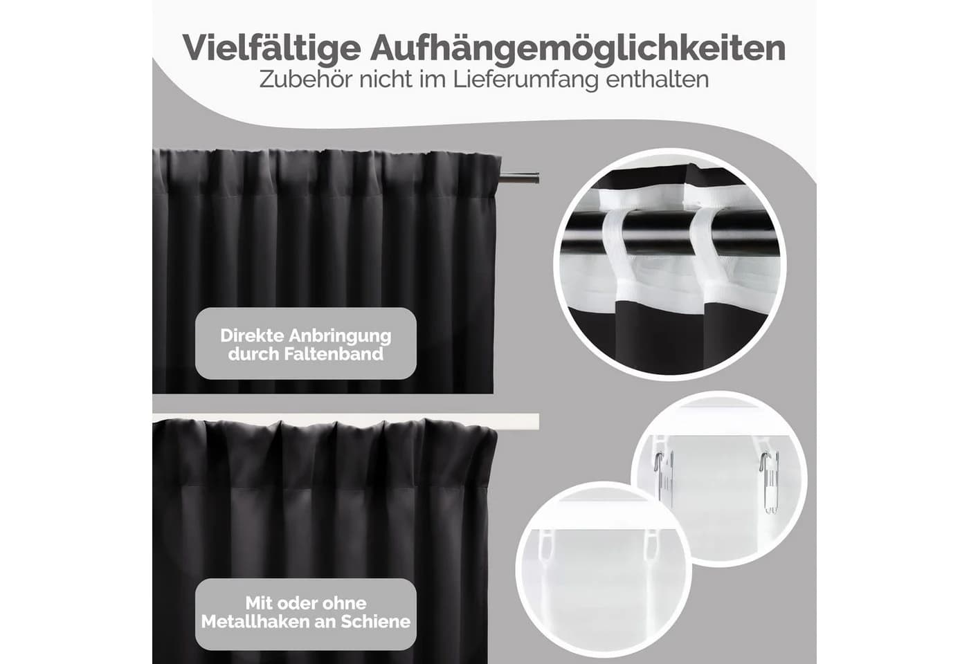 Blumtal Verdunkelungsvorhang 2er-Set Thermovorhang Wärme- & Kälteisolierend, OEKO TEX Zertifiziert mit Kräuselband - Bild 3