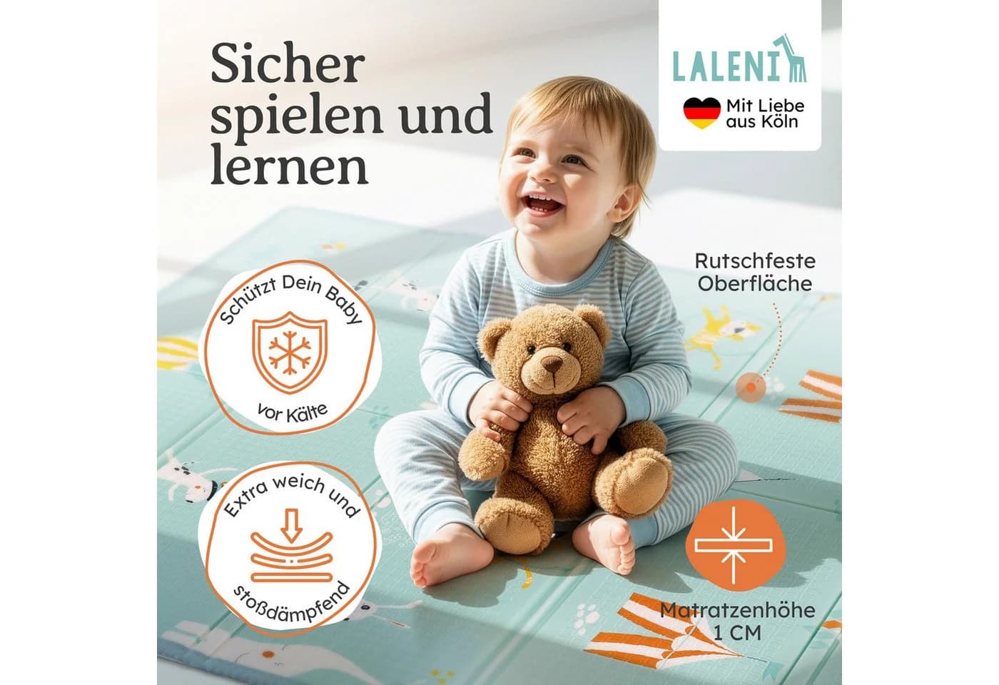 Laleni Spielmatte Krabbelmatte Baby wasserdicht faltbar Indoor Outdoor