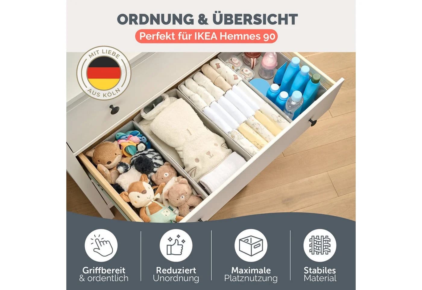 Blumtal Faltbox HEMNES, MALM, PAX Organizer Ordnungssystem Kleiderschrank 4 St. Faltboxen für BHs, T-Shirts - Bild 3