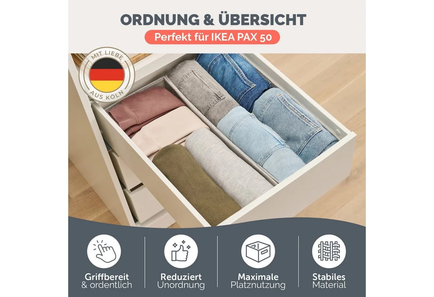 Blumtal Faltbox HEMNES, MALM, PAX Organizer Ordnungssystem Kleiderschrank (2 St), Faltboxen für BHs, T-Shirts - Bild 3