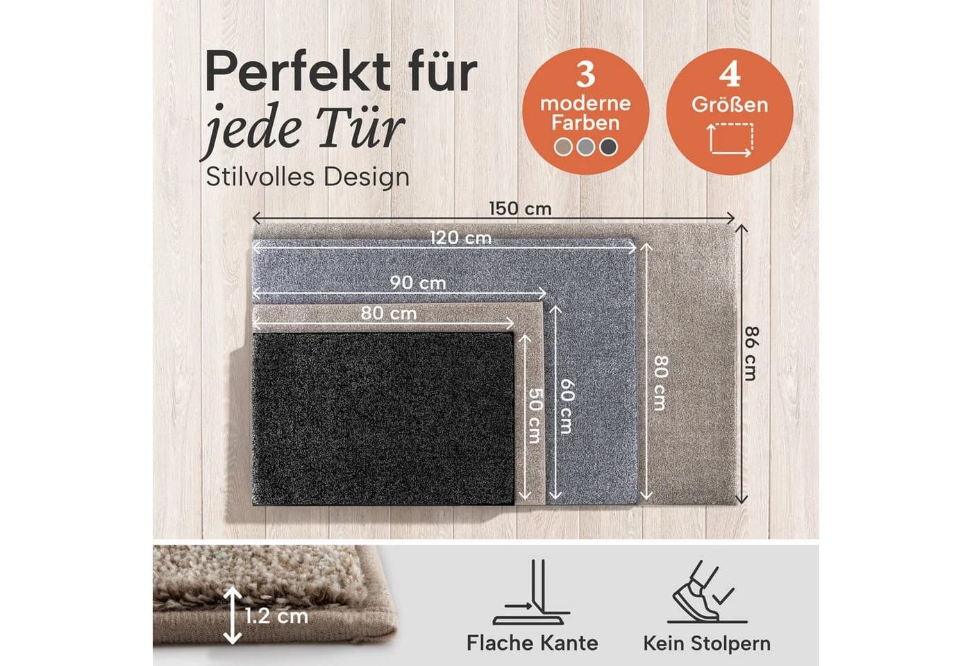 Blumtal Fußmatte Mikrofaser Schmutzfangmatte rutschfest - Bild 3