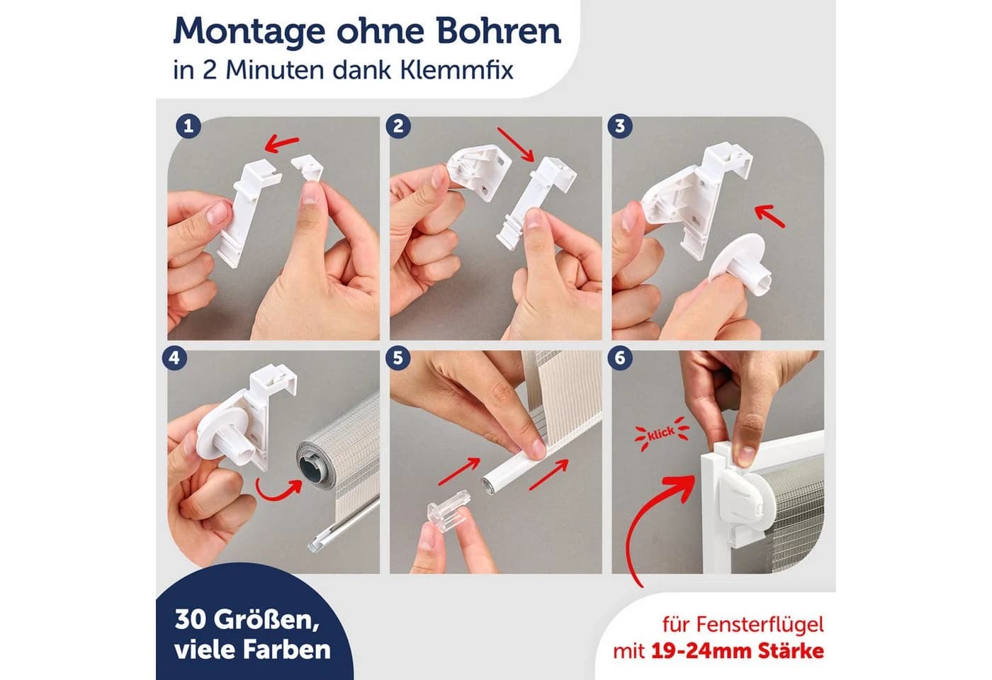 Blumtal Doppelrollo Klemmfix Schwarz ohne Bohren