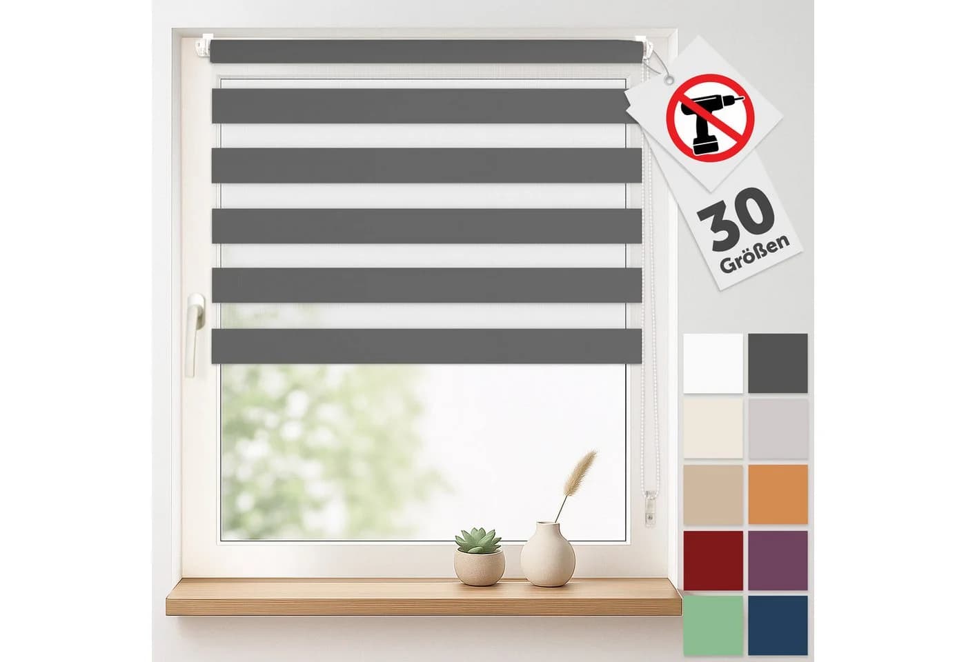 Blumtal Doppelrollo Klemmfix Schwarz ohne Bohren - Bild 2